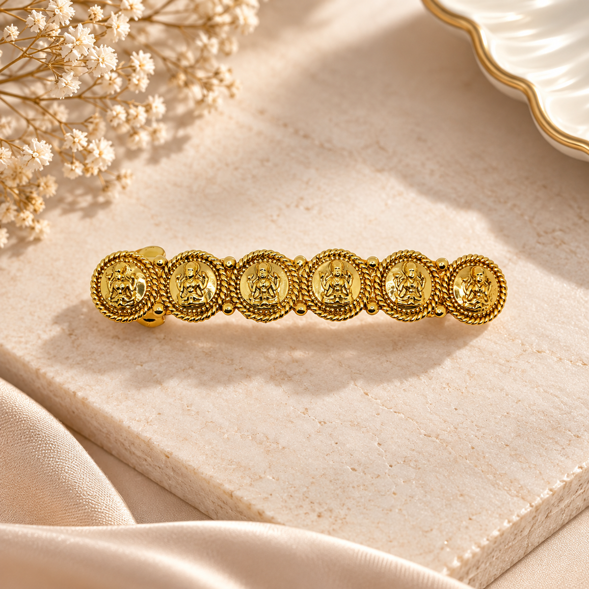 Devi Coin Gold Hair Barrette