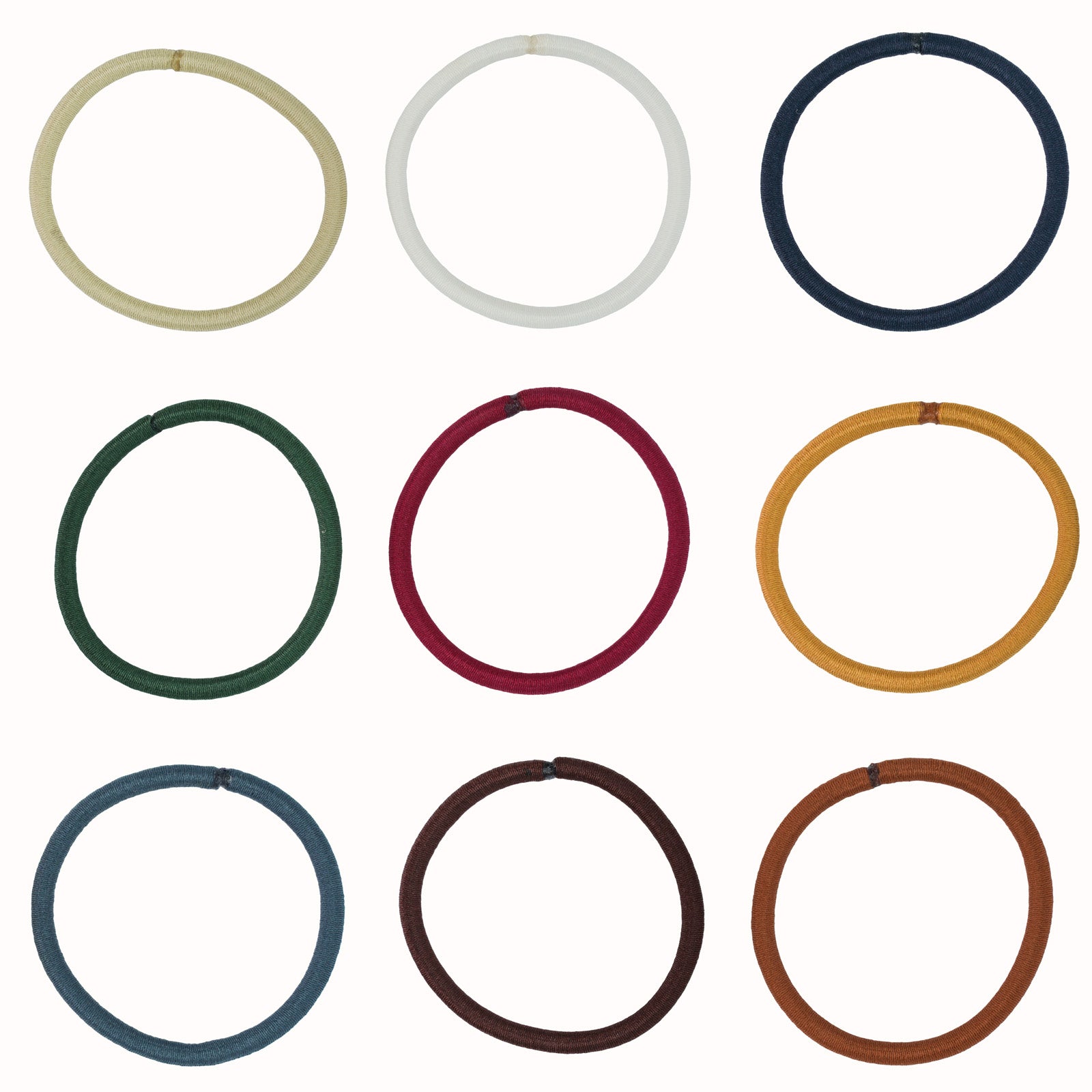 MultiColoured Slim Cotton Rubber Band( Set of 9)
