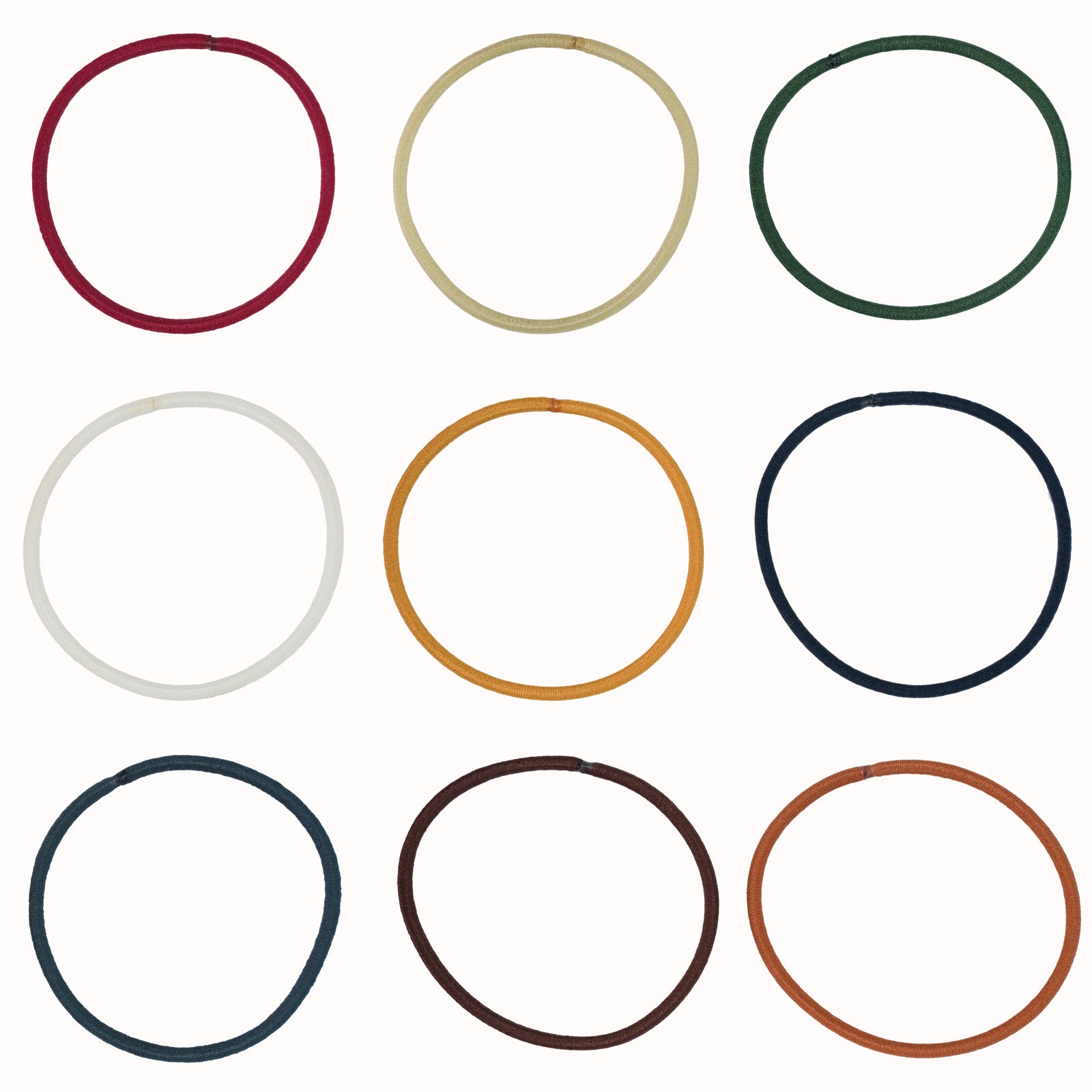 MultiColoured Super Slim Cotton Rubber Band( Set of 9)
