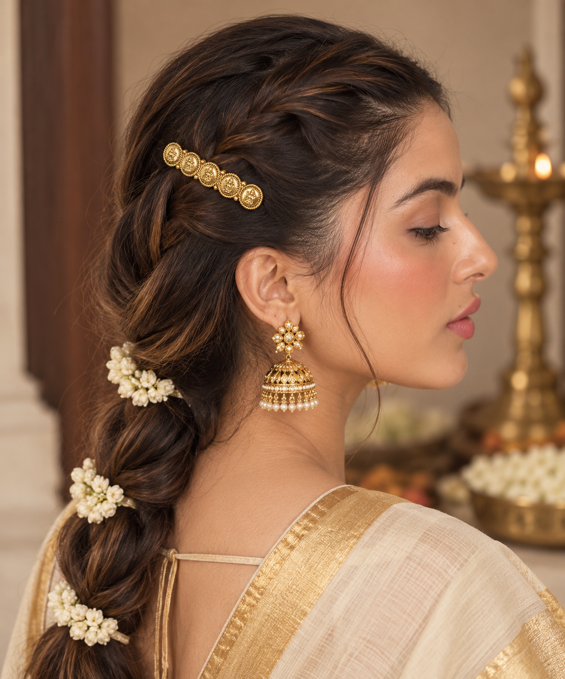 Devi Coin Gold Hair Barrette