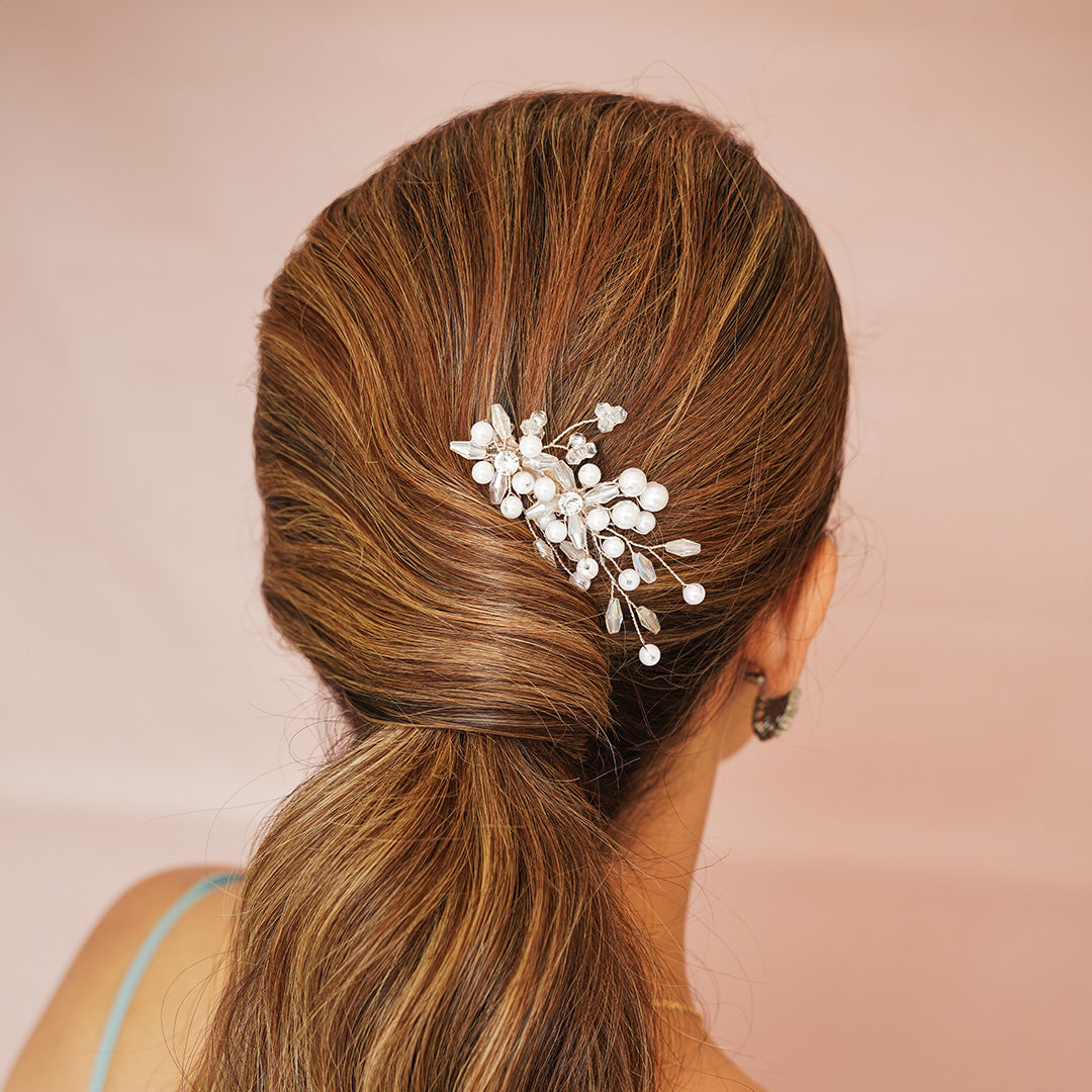 Pearl & Diamond Floral Bouquet Hair Clip - Pack of 2knotmepretty