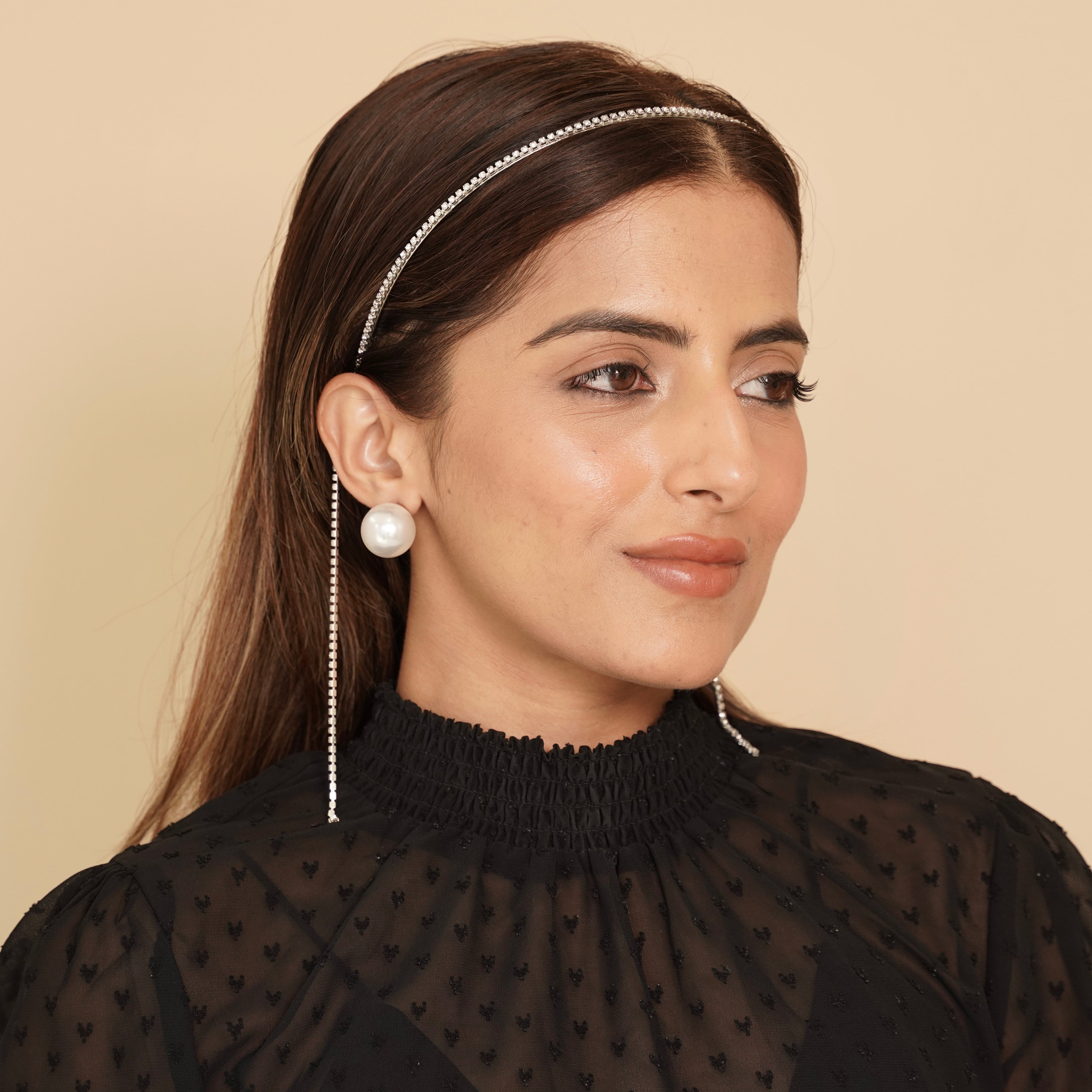 Isabella Crystal Chain Headband (Slim)