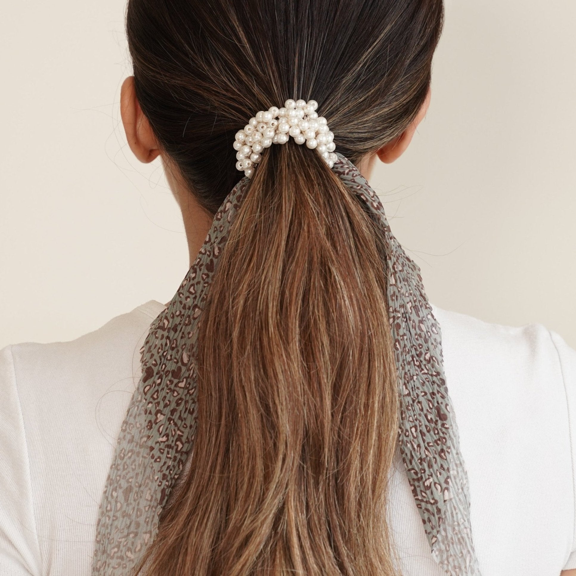 Pearl Studded Scarf Hair Tie