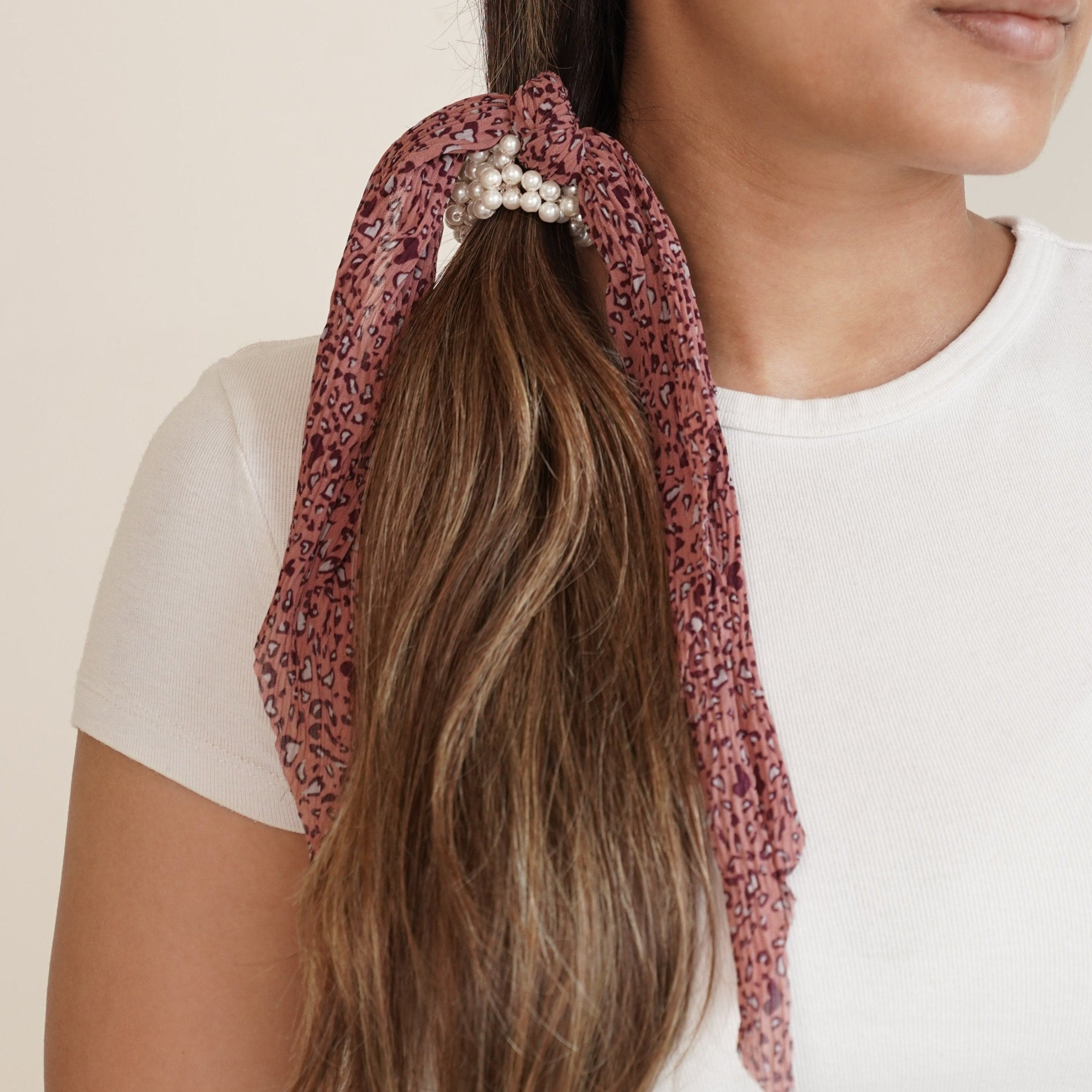 Pearl Studded Scarf Hair Tie