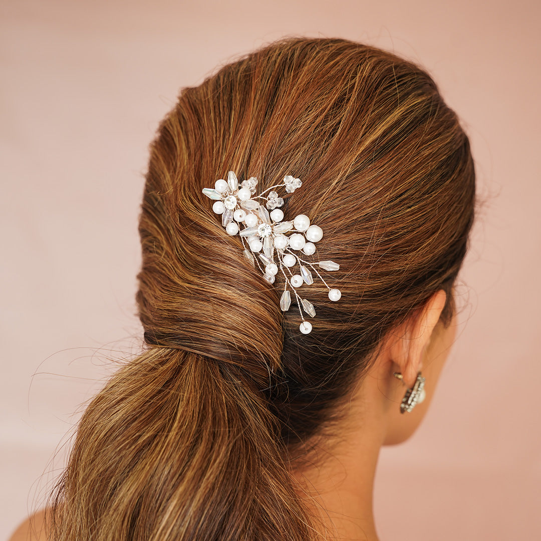 Pearl & Diamond Floral Bouquet Hair Clip - Pack of 2knotmepretty