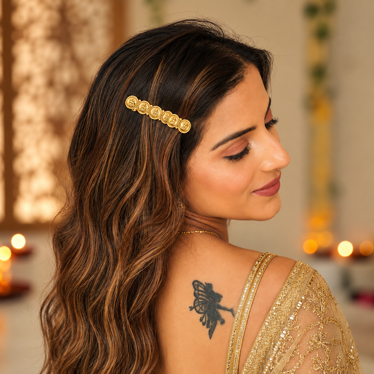 Devi Coin Gold Hair Barrette