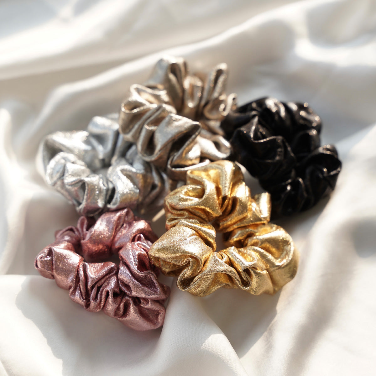 Misha Metallic Scrunchies (Set of 5)