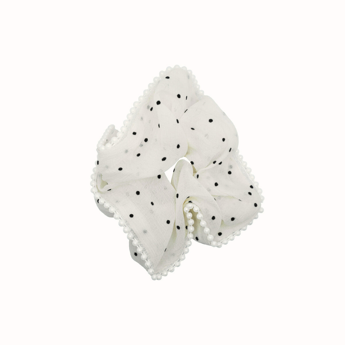 Pearl Studded Polka Dot Scrunchie